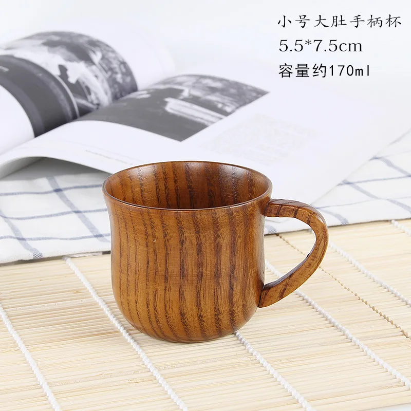 Handmade Natural Coffee Beer Mug Cute Natural Solid Personalized Small Chinese Tea Wooden Cup
