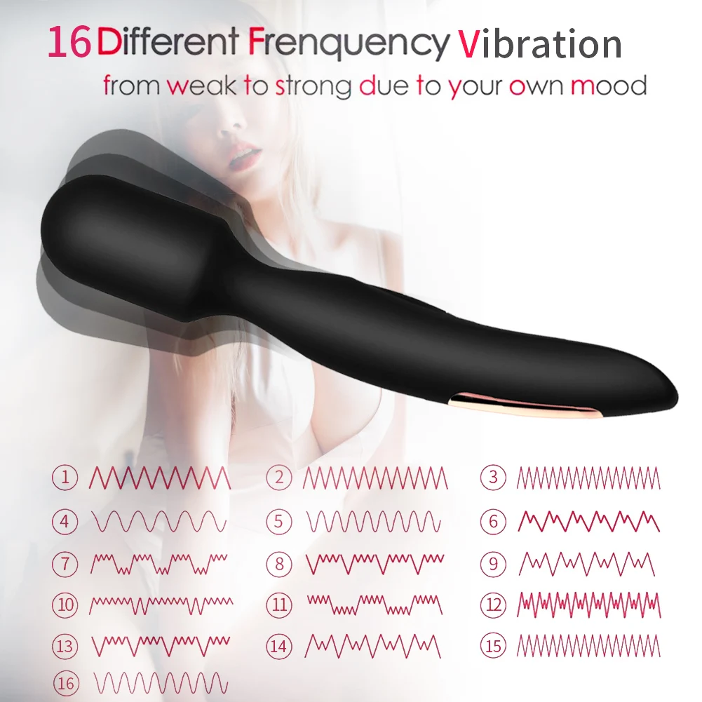
Levett Dildo Vibrator 16 Vibration Speeds USB Rechargeable AV Wand Massager Vagina Vibrator for Women 
