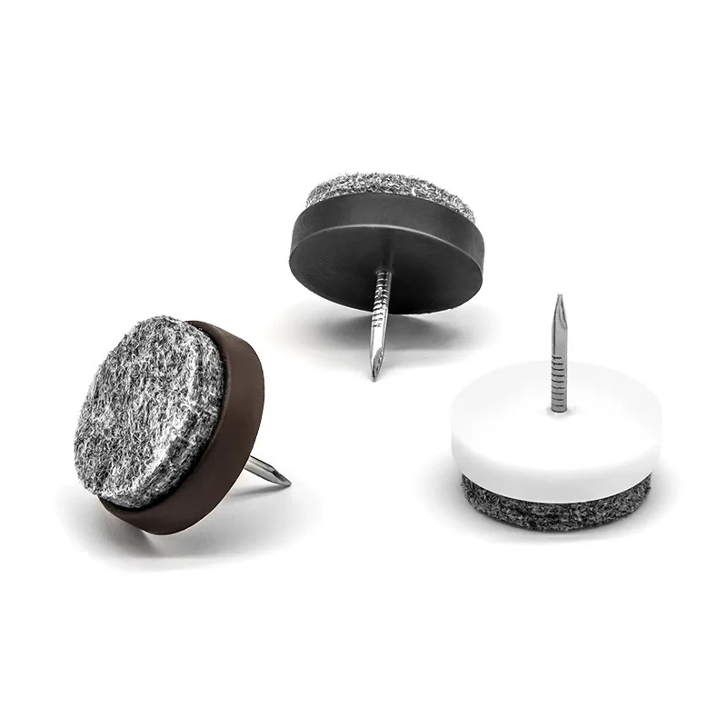 Customized Round Heavy Wooden Furniture Chair Leg Feet Pads Furniture Felt Pads with Nail on Slider Glide Felt Desk Pad