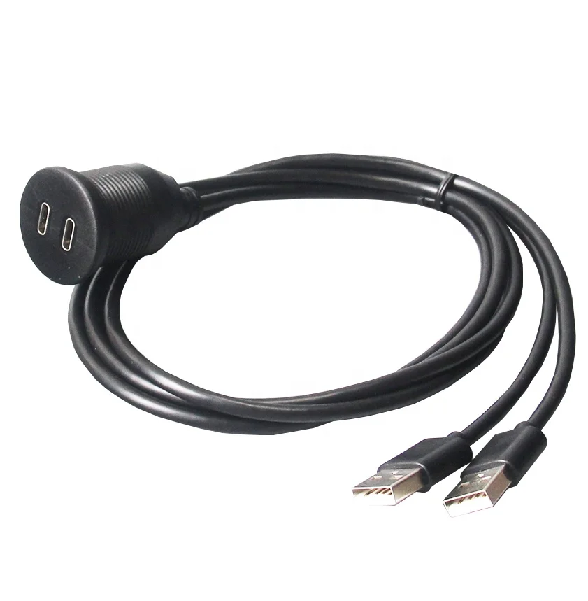 Waterproof Flush Mount Dual USB A Male to USB C Female Cable auto tuning accessories for Car Truck boat Marine modification