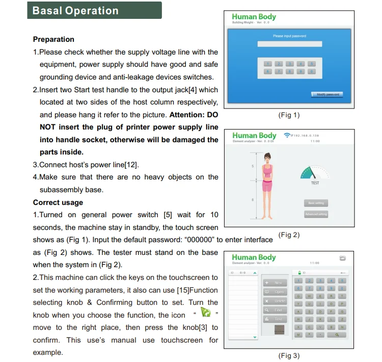 Body Composition Analyzer Basic information of  body composition tester Body Building Weight Test System