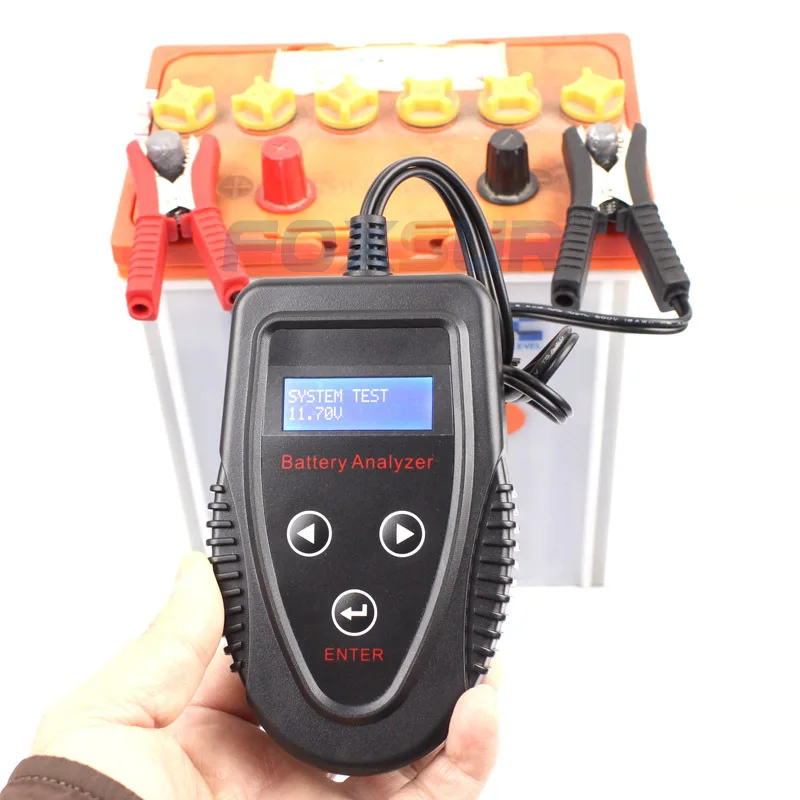 FOXSUR 12V Car battery tester  LCD Battery Analyzer Car Charge Diagnostic Tool Gel AGM WET CA SLA Battery CCA IR SOH measurement