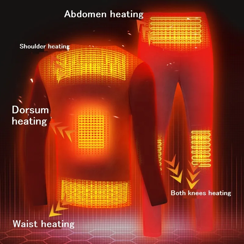 New arrival Thermal underwear Men Women Winter Long Warm Electric Set Heating Thermal Underwear