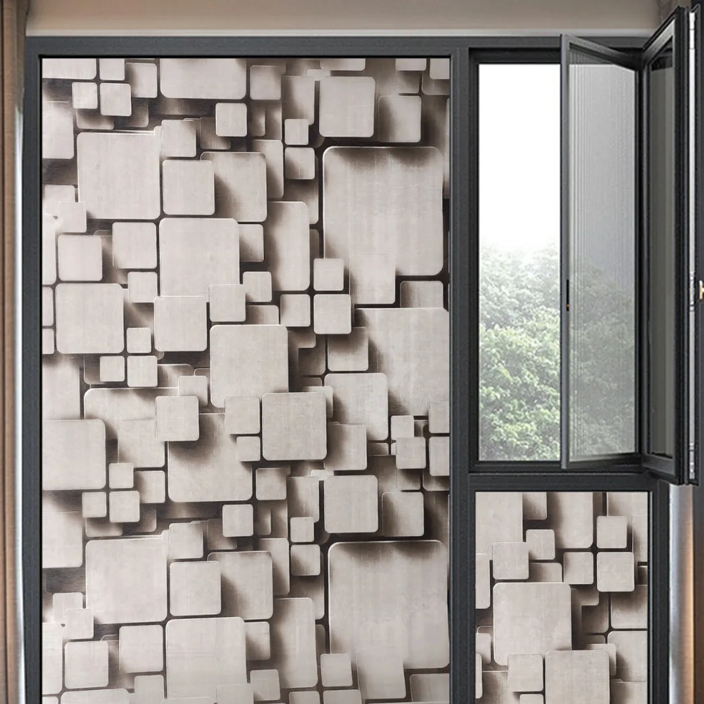 Window Privacy Film 3D static Window Clings Non-Adhesive film  Decorative  for Glass Door Home and Office Heat Control Anti UV