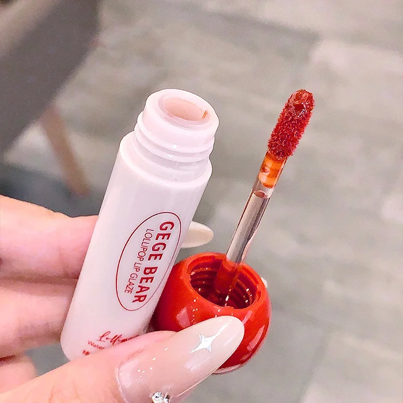 Hot selling high pigment lip glaze Gege Bear Lollipop Lip Gloss Set