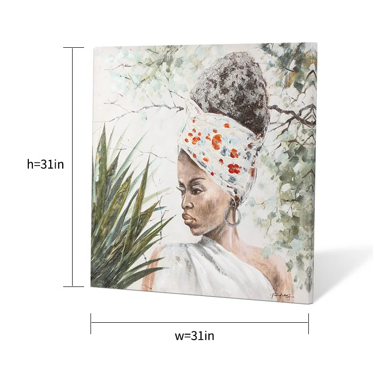 Модная Африканская женщина портрет масляная стена холст искусство живопись для домашнего декора