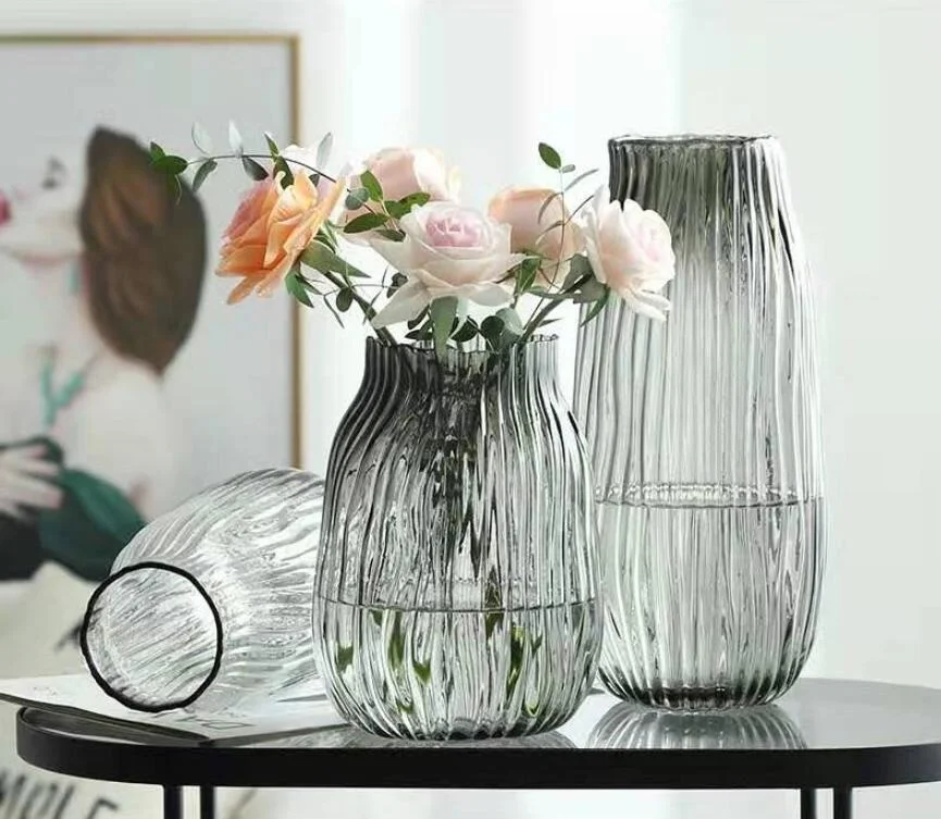 European Creative Wave Water Bamboo Colored Flower Vase Clear Grey Thicken
