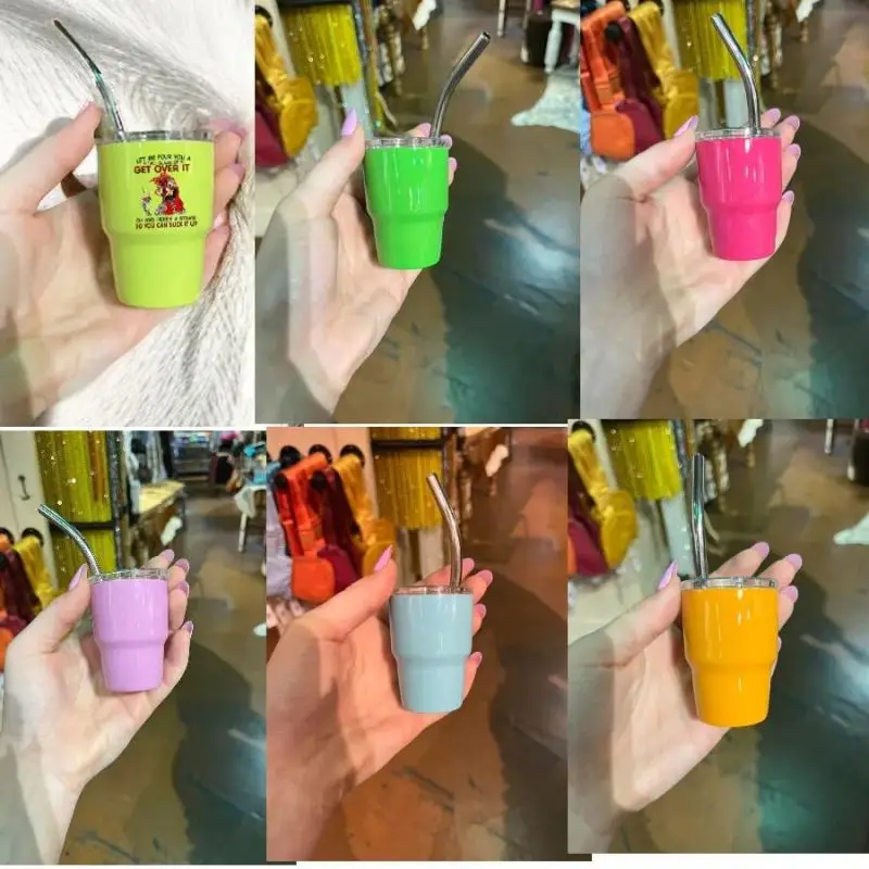 Mini Double-Wall 2oz Insulated Demitasse Cup Heavy Base Stainless Steel Espresso Tumbler Shot Glass Set