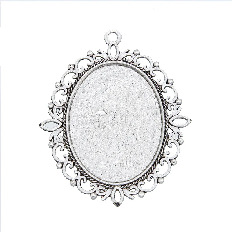 Antique Gold Oval Pendant Cabochon Setting Blanks Match 40x30mm Glass Cover DT055