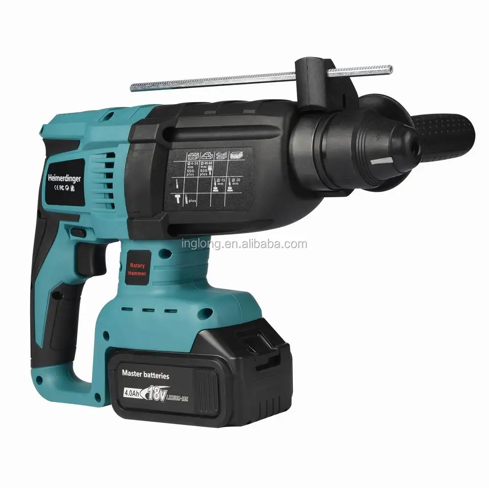 18V rechargeable brushless cordless rotary hammer drill electric Hammer impact drill with two 4000 mAh batteries