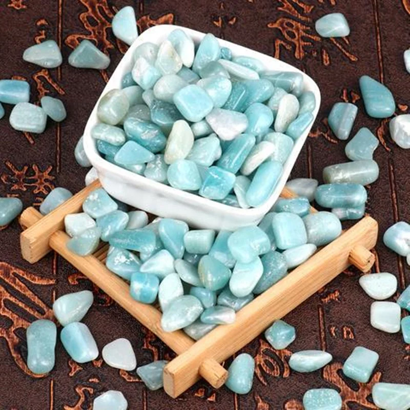 Hot Sale Polished Degaussing Natural Crashed Amazonite  Gravel Tumbled Fragrance Stones for Decoration DIY Amulet