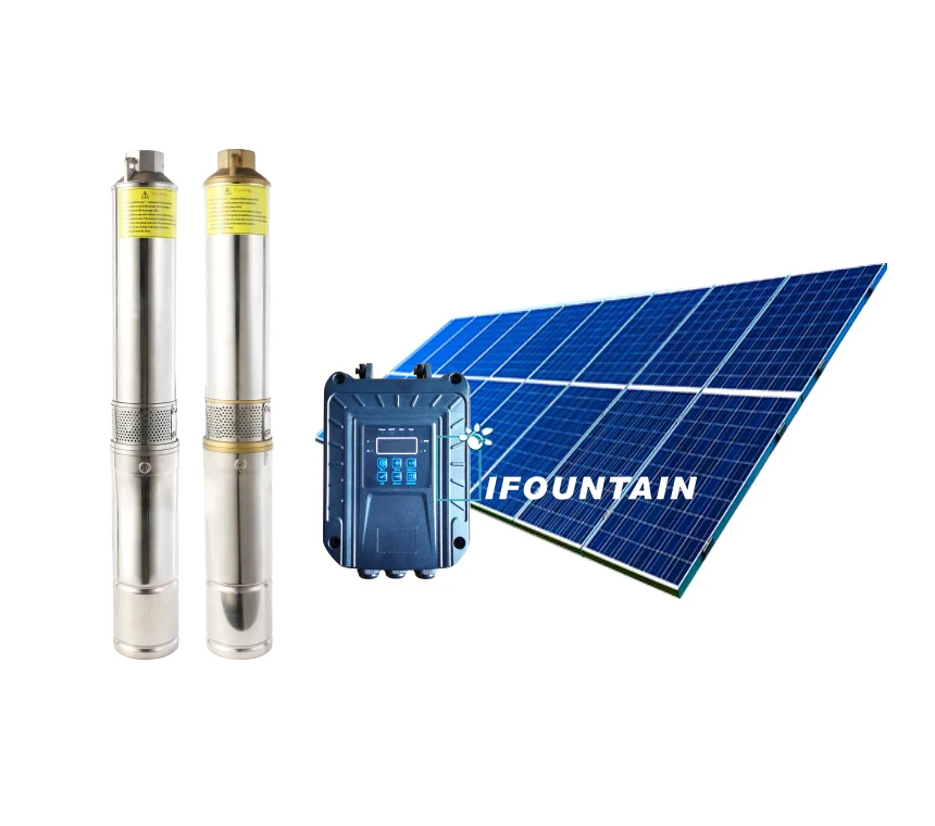 popular DC48V brushless 80m head submersible 600W solar borehole deep well water pump with solar system controller