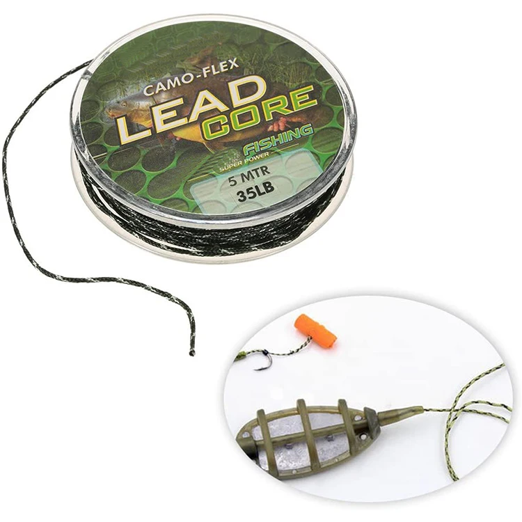 Sinking speed high density weighting strands lead core rope carp fishing line yellow leaders trolling