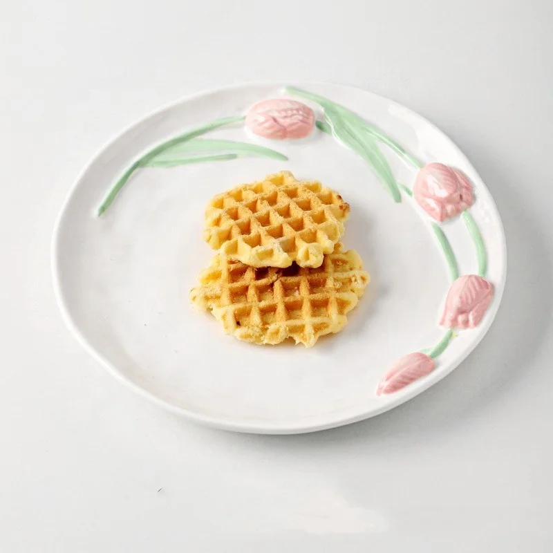 Madou 350 мл корейский стиль 3D тюльпан керамика для тарелочной чаши посуда ручной росписью кофейная чашка торта десертная тарелка