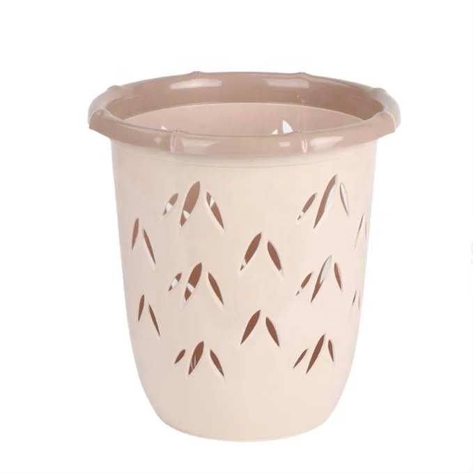Good Quality Smooth Surface Plastic Waste Basket Bamboo Leaf Appearance Waste Paper Basket
