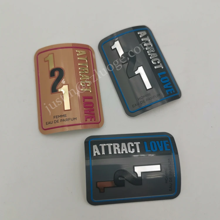 custom permanent waterproof 3d aluminium label stickers for perfume bottle luxury self adhesive printing brand metal logo