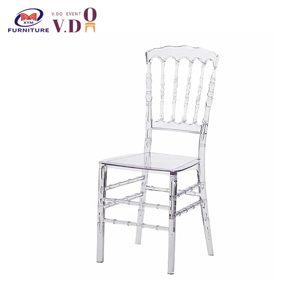 Hot selling fashion tiffany plastic chiavari crystal clear wedding chairs crystal napoleon chair