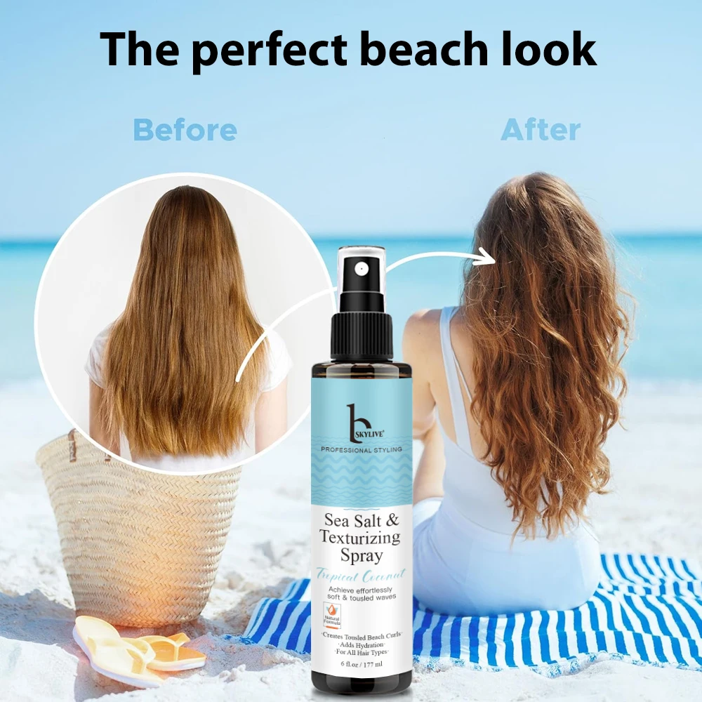 Skylive Anti Hair Loss Sea Salt Spray Based Red Algae Extract Texturizing Hair Spray Beach Texture Hair Matte Finish 177ml