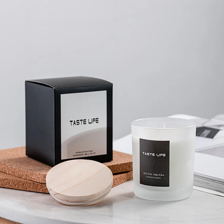 Custom Empty 8 oz 10 oz 14 oz Large Clear Frosted Glass Candle Jars With Metal Lid Box for Candle Making