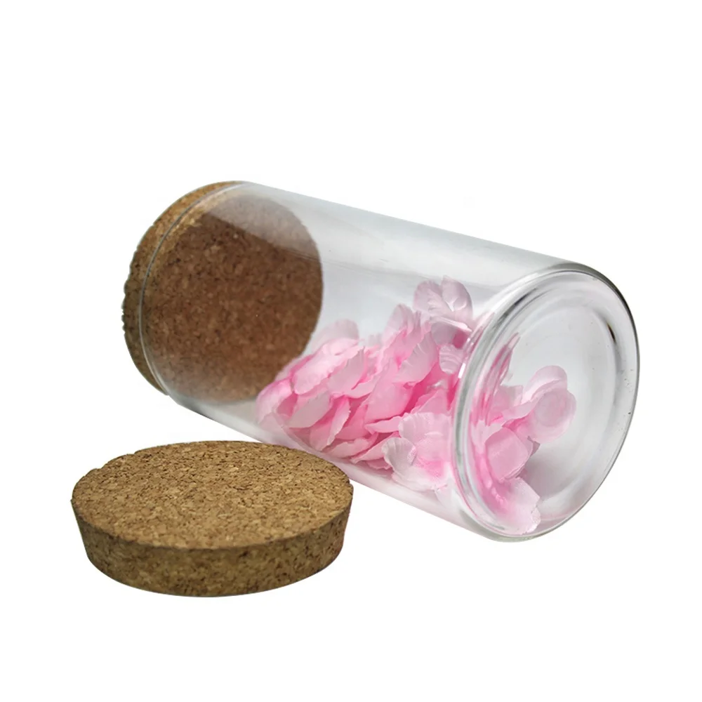 Wholesales muti-size empty mini high Borosilicate clear glass food storage jar with bamboo cork lid
