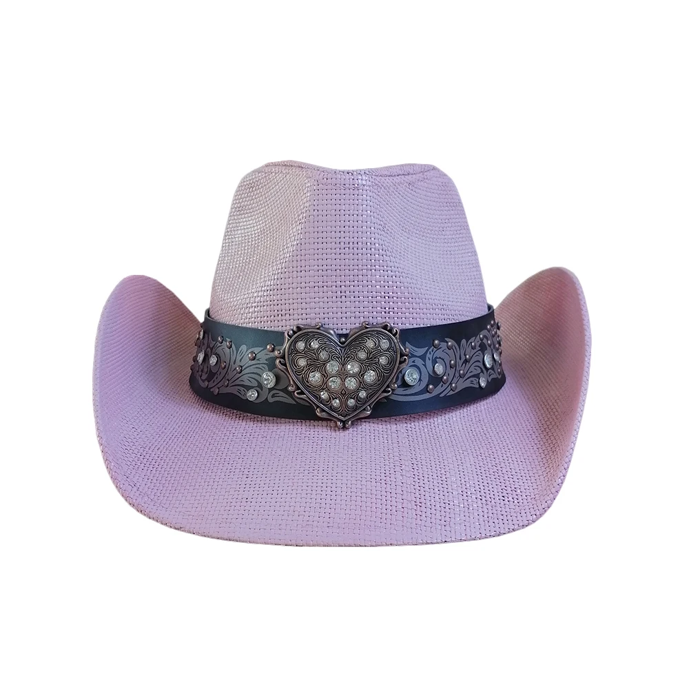 Stock Women Paper Straw Cowgirl Hat USA American Western Texas Straw Hat Shapable Brim Sombreros US Flag Printing Cowboy Hat
