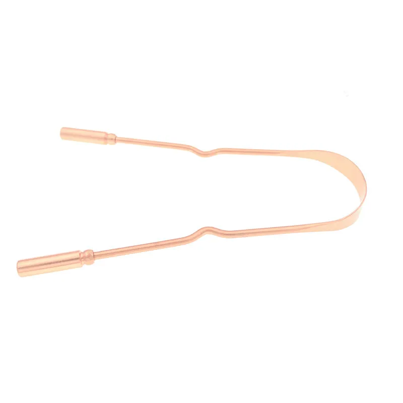 All Natural Ayurvedic U shaped Tongue Cleaner portable cotton bag pack 100% pure copper tongue scraper