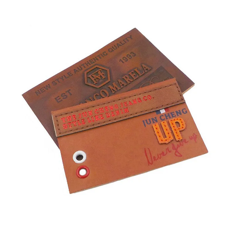 Factory Direct selling pu leather label customized leather hot pressing trademark embossed leather label
