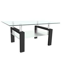 Modern Luxury Living Room Furniture Design Tempered Glass Coffee Table With metal Frame CT008