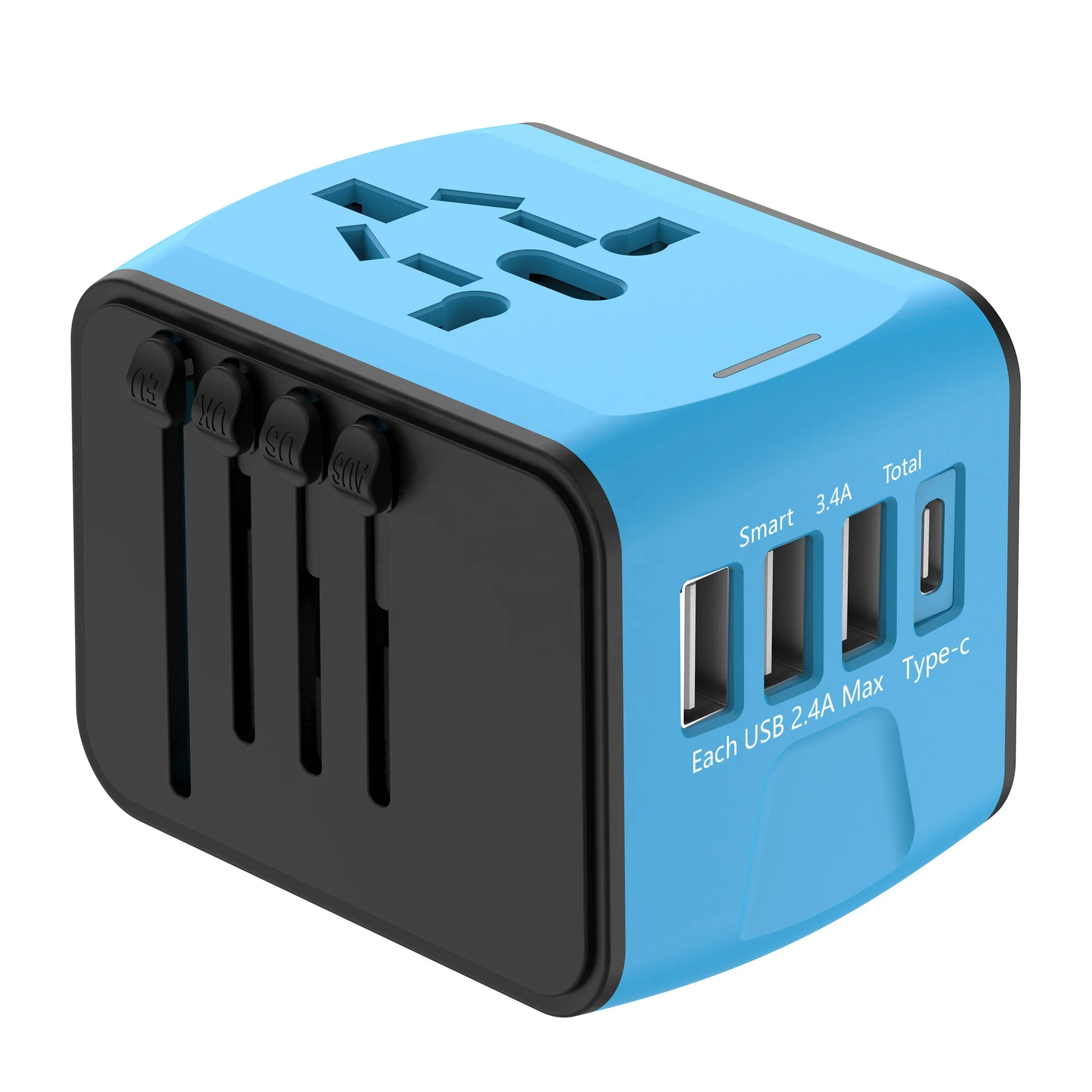 cantell Most popular Worldwide travel adapter 3 USB Type C travel adaptor multi plug international universal travel Converter