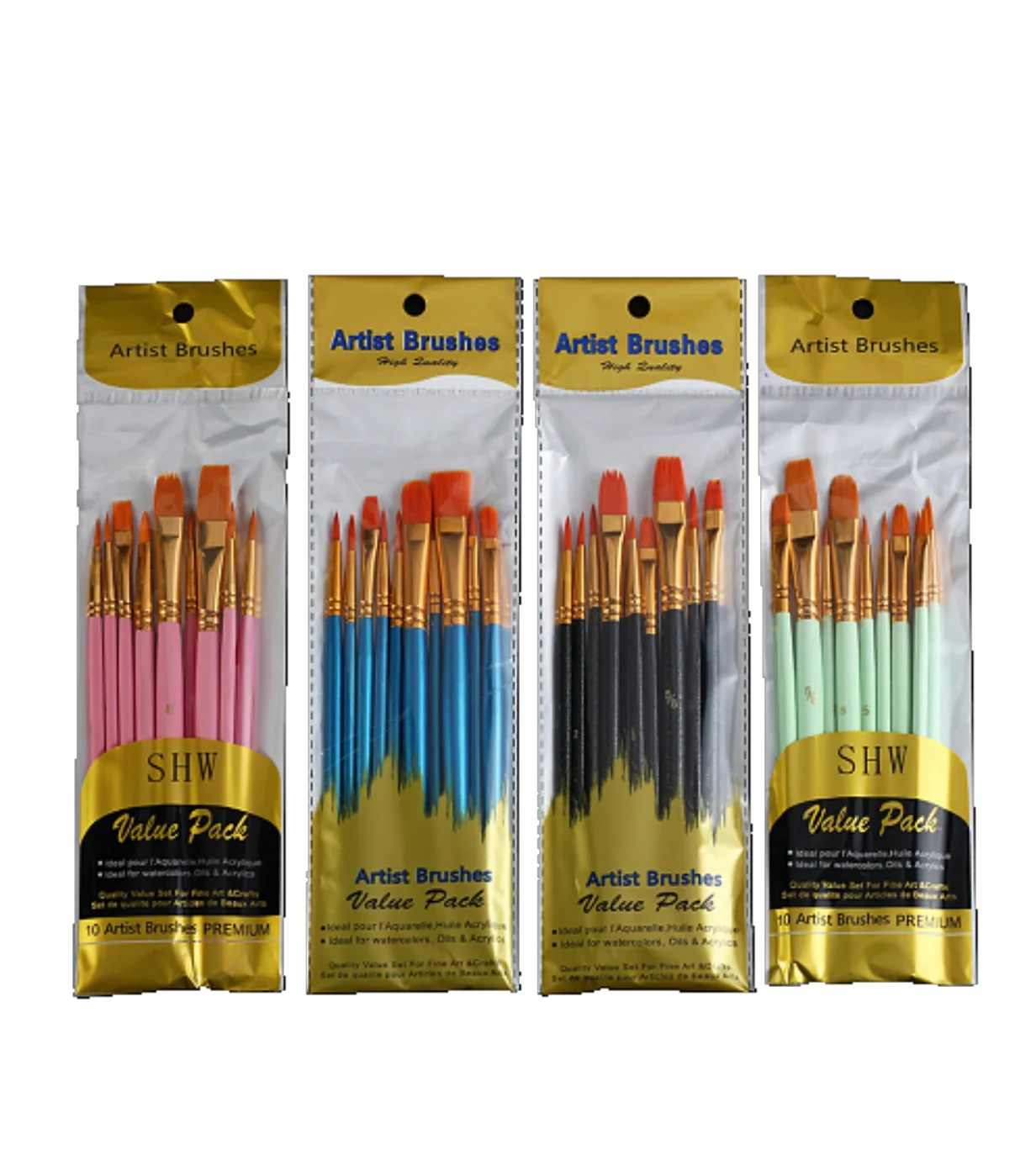Hot sale PROFESSIONAL TYPE LONG  HANDLE WATER WATERCOLOR SABLE PAINTS BRUSH SET FOR BEGINNERS AND PAINTING