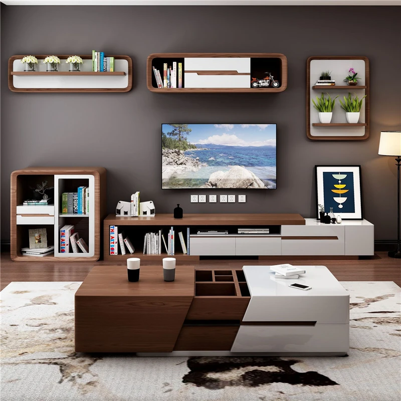 tv stands and coffee table for living room furniture with large storage tv cabinet  rotatable and telescopic