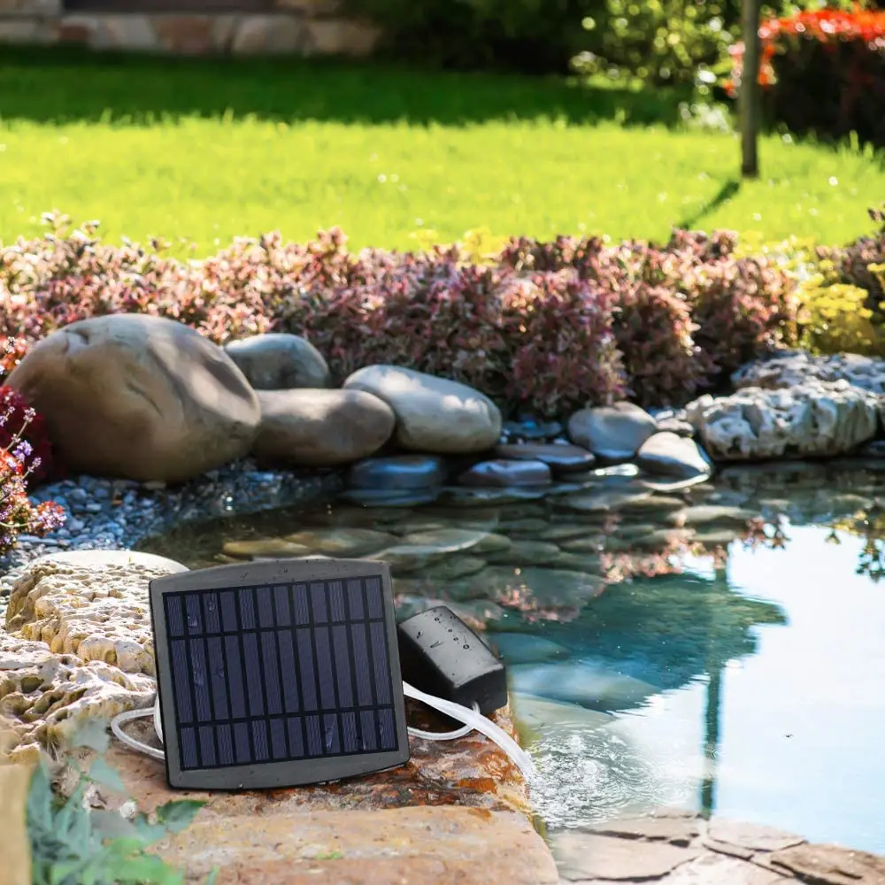Solar oxygen fountain pump, solar water submersible pump kit, with aquarium oxygen pipe and bubble stone