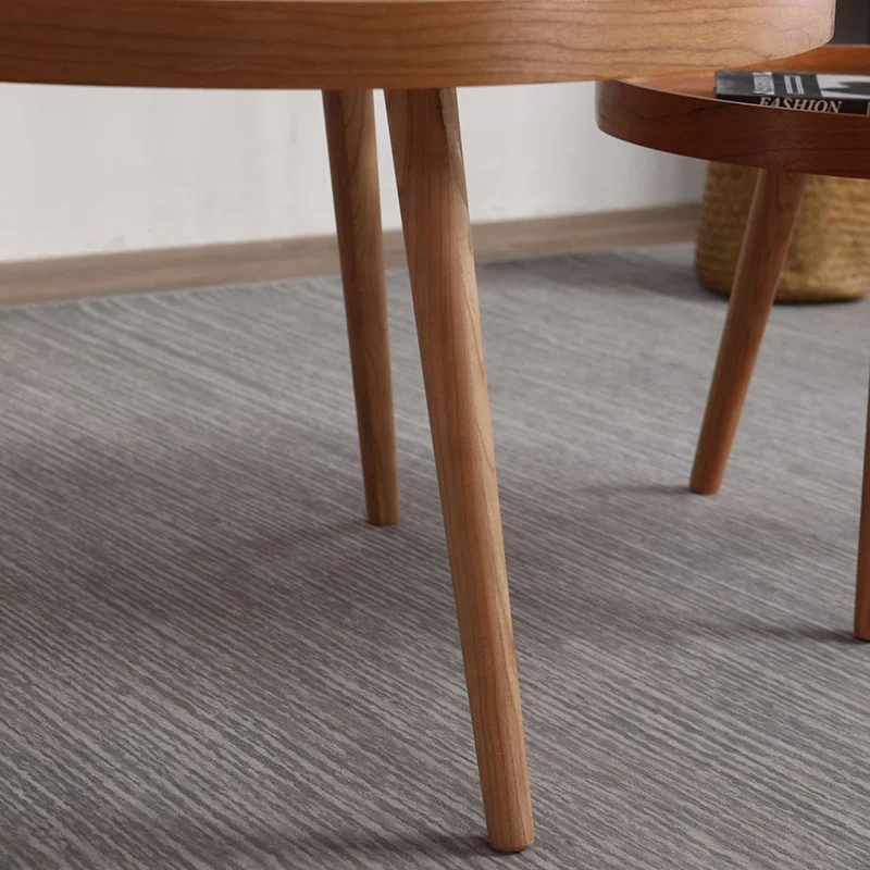 custom China wholesale black multifunctional wooden round nesting coffee table set