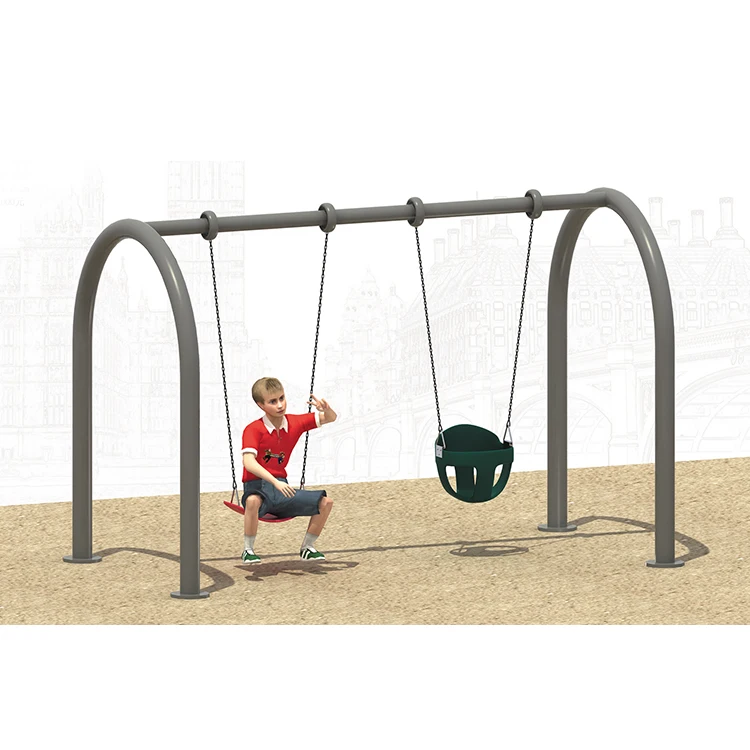 Large Indoor/Outdoor Metal Playground Swing Set for Kids for City Park or Backyard Use