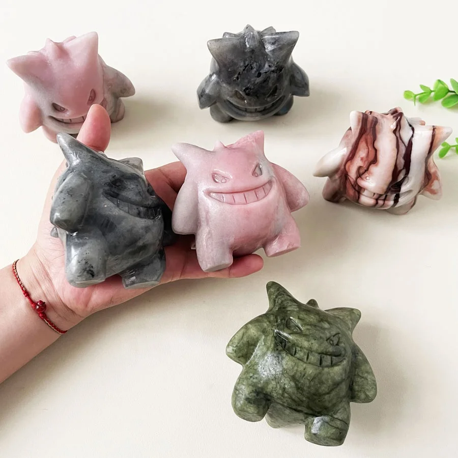 8 см большая кварцевая скульптура Xiuyan Jade Crystal резьба Gengar для подарков