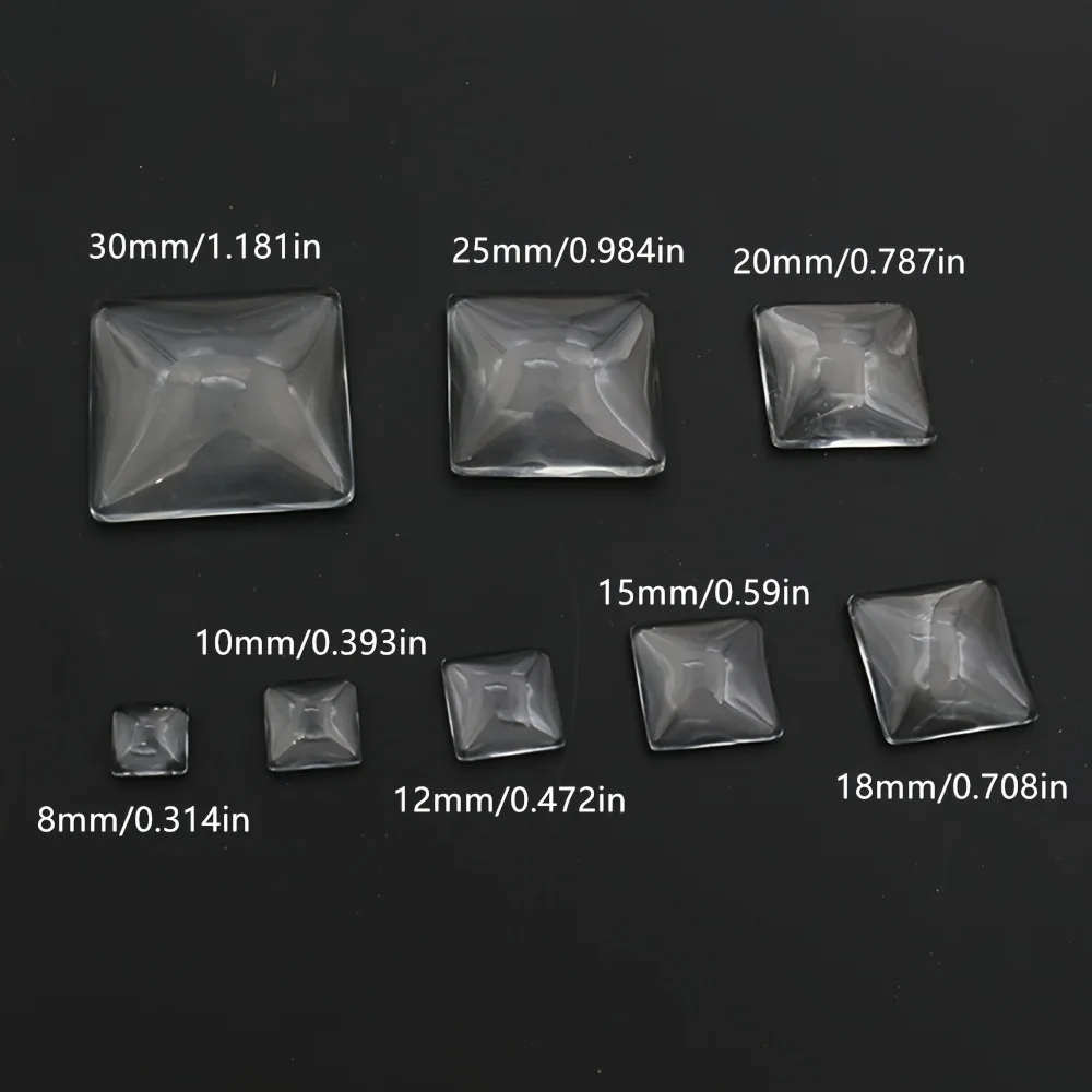 High Quality Square Flat Back Transparent Glass Clear Cabochons for DIY Jewelry Making 8mm 10mm 12mm 15mm 18mm 20mm 25mm 30mm