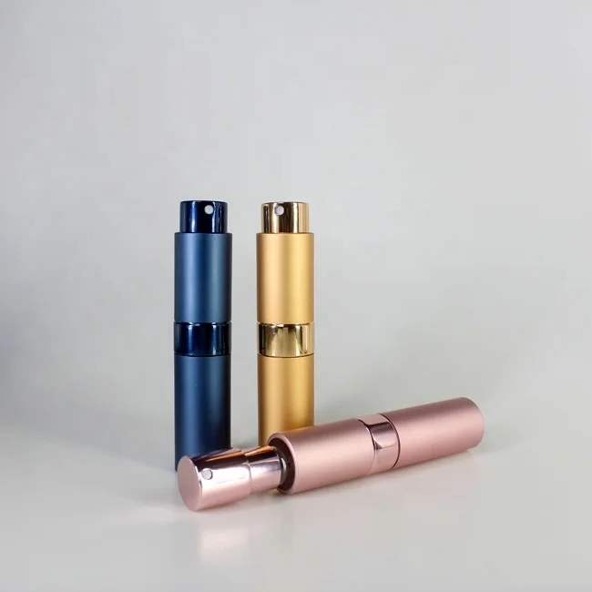 In stock 8ml travel aluminum case glass vial twist up perfume atomizer refillable