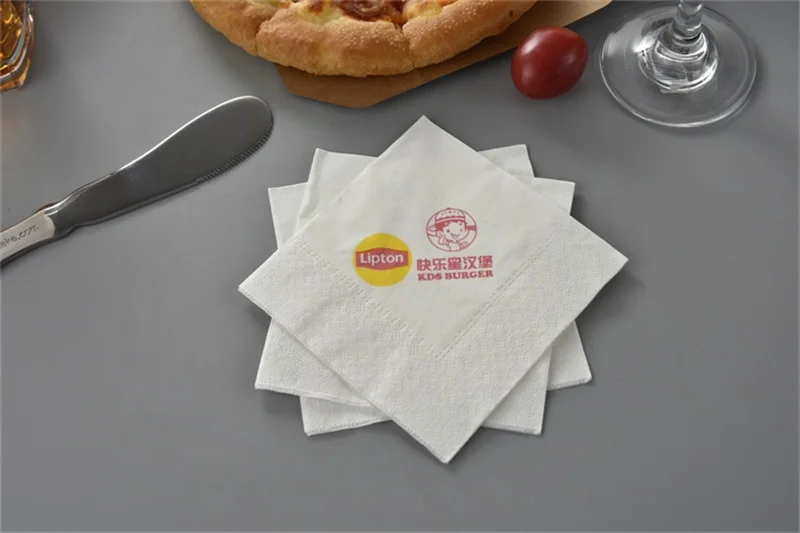 2ply 1/4 складные бумажные салфетки из древесной целлюлозы для ресторана логотип на