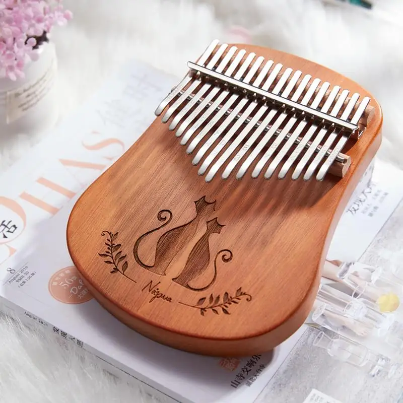 cega best selling guiro musical instrument solid mahogany plate 17 keys plate kalimba ares thumb piano