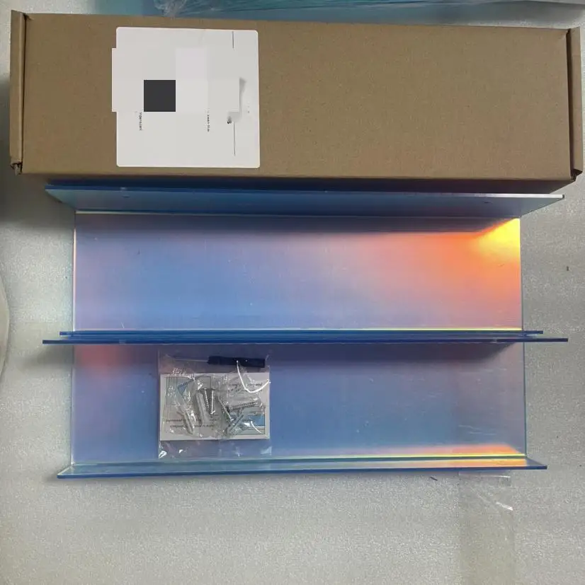 15' Clear Holographic Acrylic Floating Ledge Shelf 2-Piece Pack PS Plastic Wall Mounted with Sticker Logo Plastic Carton Packed