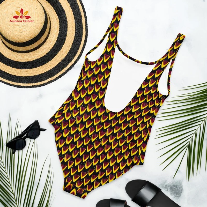 Top Sell African Print  Swimwear Beach Wholesale Price One-piece Bikini Swim Girls Sexy Summer Bathing Suit