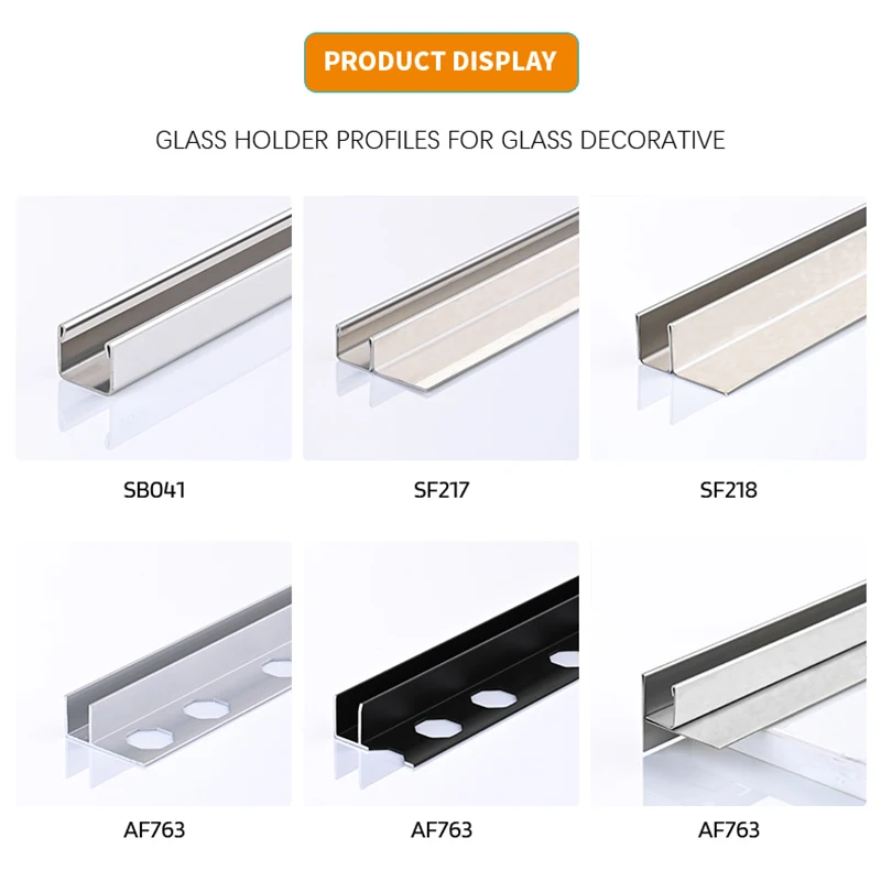 Foshan Factory MJO Glass Railing Profile Spigot Glass Railing For Bathroom Decoration 304/316 Metal Tile Trim