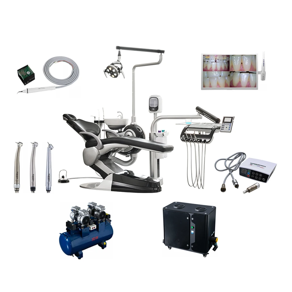 Safety M2+ black and sliver hot sale set mobile dental chair dental unit with vaccum suction unit