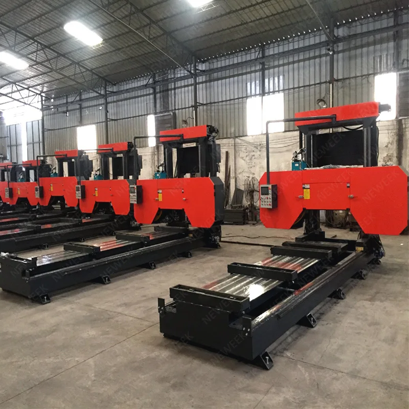Neweek Woodworking gas/diesel/electric Wood cutting machines portable wheels trailer sawmill horizontal bandsaw sawmill