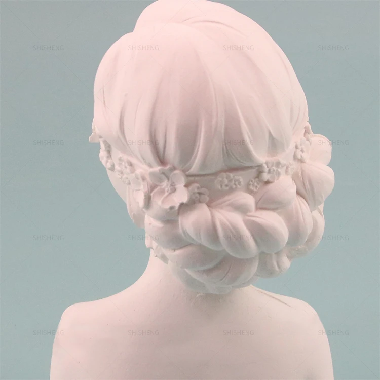 SHI SHENG Creative Girl White Resin Necklace Bust Mannequin Head With Shoulder Stand for Home Living Room Coffee Table Ornament