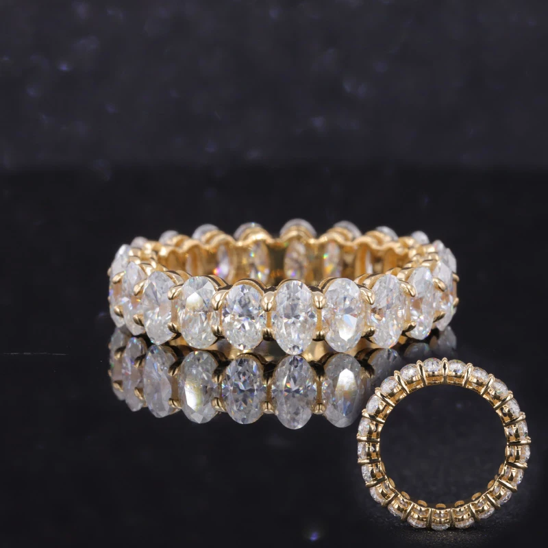 Starsgem Роскошные Изящные Ювелирные изделия на заказ Настоящее золото men18k полная Вечность Обручальное кольцо овальное 3*5 мм бриллиант Муассанит 18k