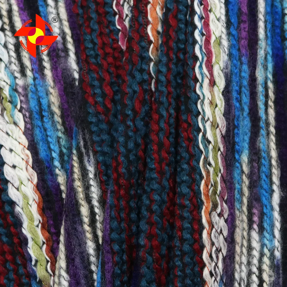Winter Eco-friendly Acrylic Knitted Fabric Interlocking Yarn-Dyed Polyester Fabric for Shawl Scarf Ladies