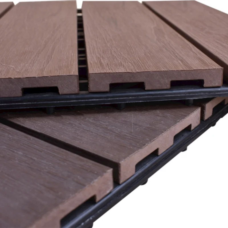 Outdoor wood-plastic interlocking tiles