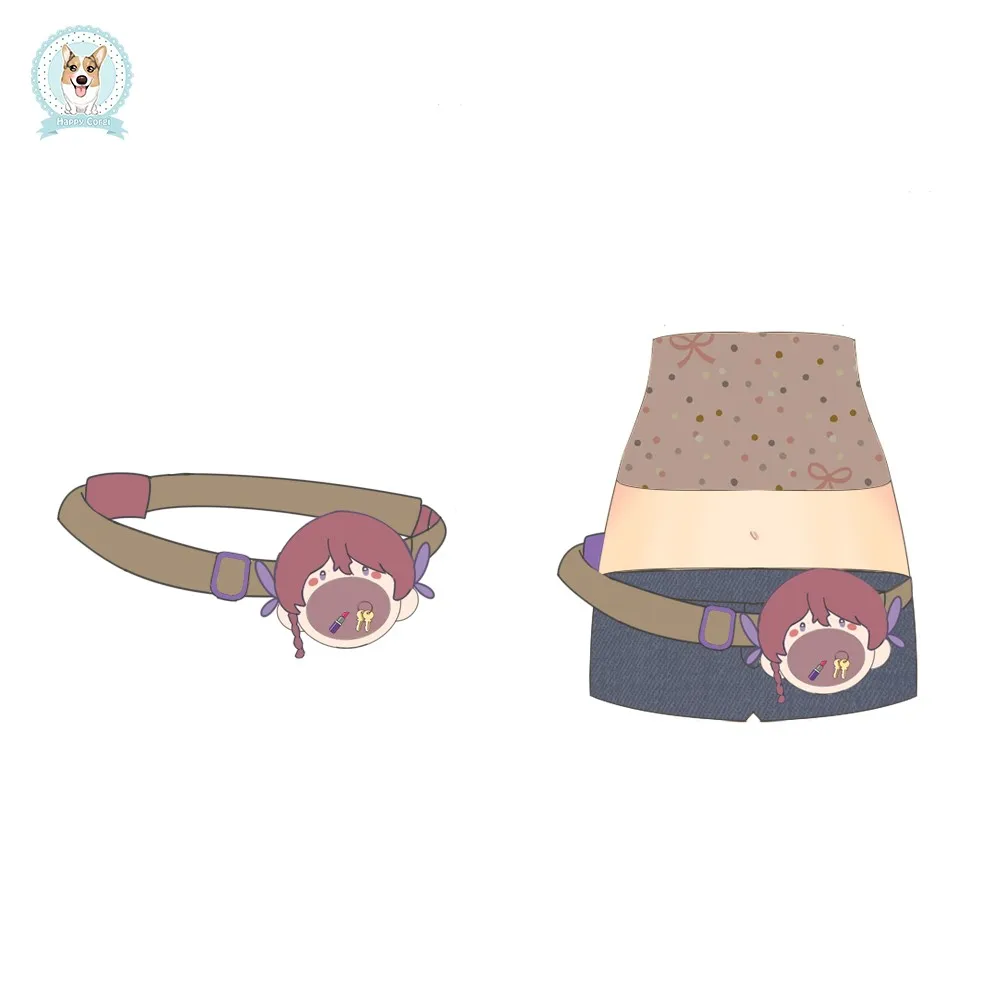 A fanny pack in the image of a cute girl with red hair a simple yet stylish wallet