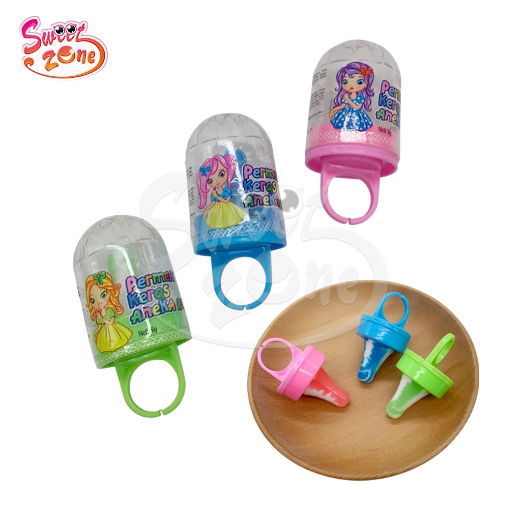 Wholesale oem plastic ring shape nipple hard candy with powder candy